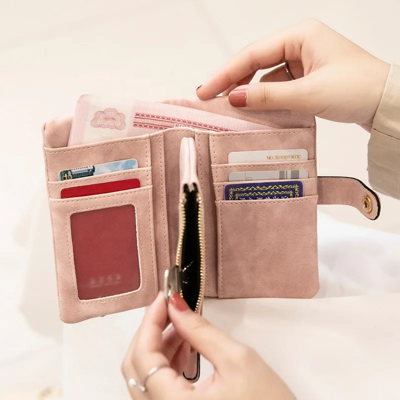 MIYIN The latest wallet women short wallet Korean version buckle card holders Pocket Wallet ladies purse coin ladies cultch bags