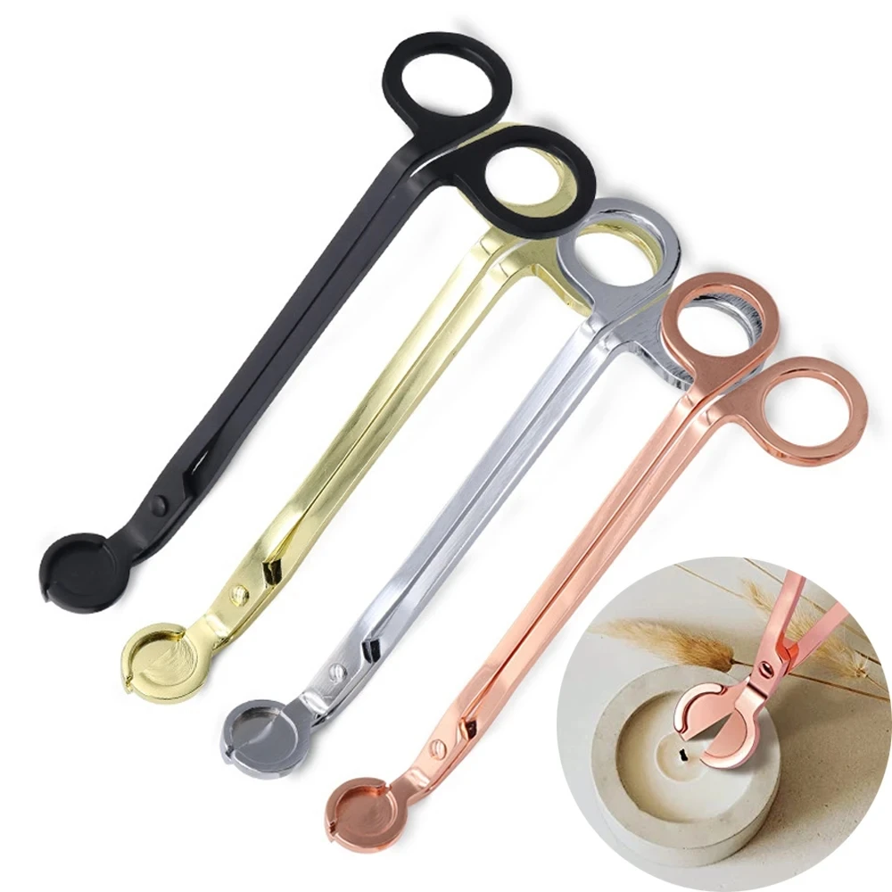 18cm Candle Wick Trimmer Stainless Steel Candle Scissors Trim Cutter Snuffer Round Head Candle Core Shears Handmade Tool W24-464