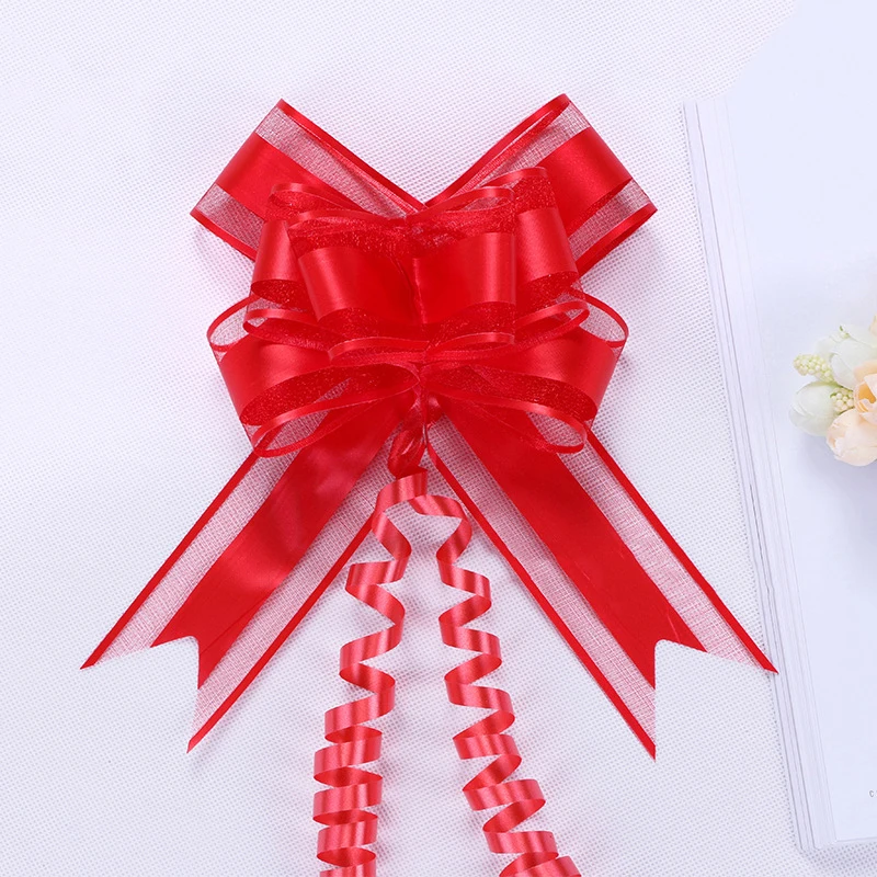 Elegant hand-pulled bow Large plain pull-out flower draw flower Wedding house wedding car mirror flower bow