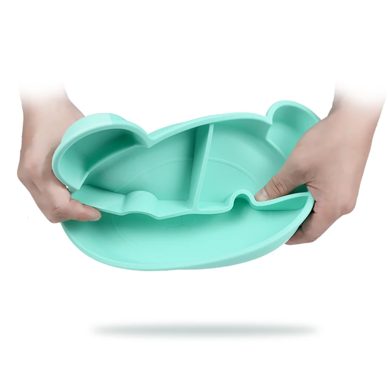 Bear Food Tray Sets BPA Free Toddler Snack Feeding Bowl Divided Kids Dinner Placemat Baby Silicone Plate Baby Tools