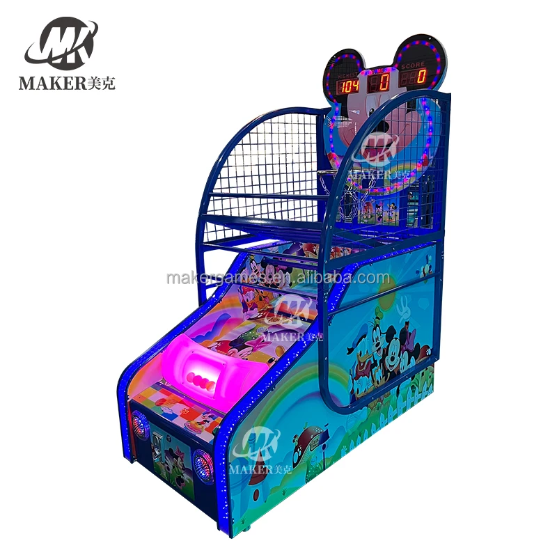 MAKER High Quality Cute Mickey Free Customization Amusement Park Arcade Basketball Shooting Cabinet Basketball Game Machine