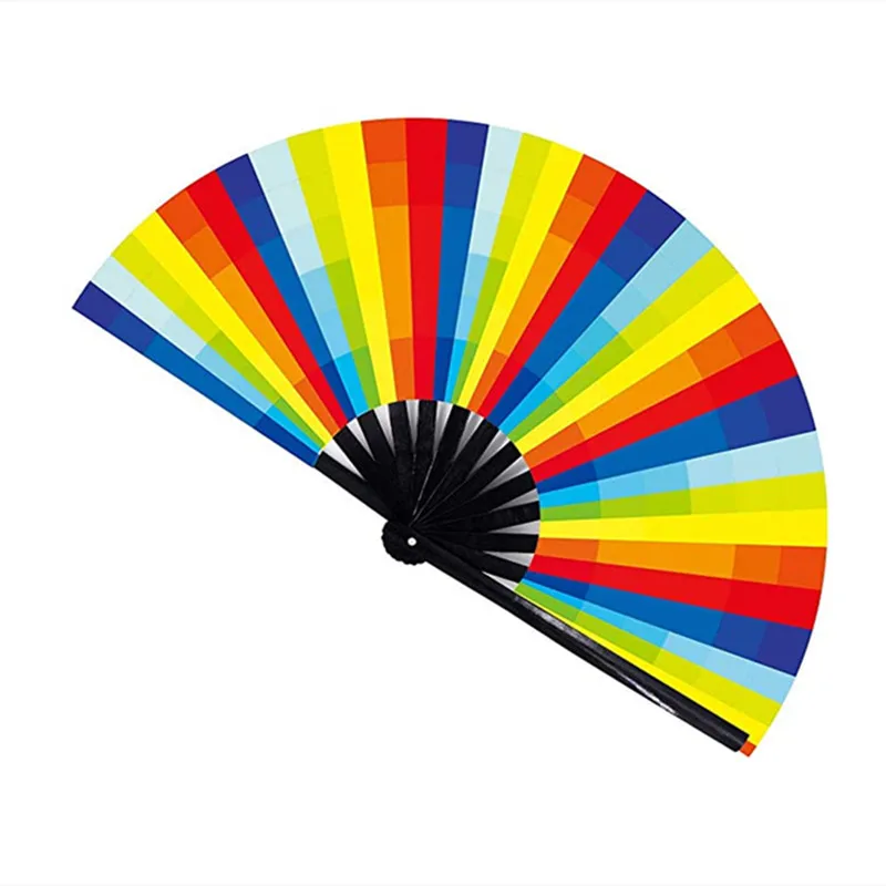 
Rainbow Hand Held Folding Fan Vintage Style Rainbow Fans For Birthday Graduation Holiday Decoration 
