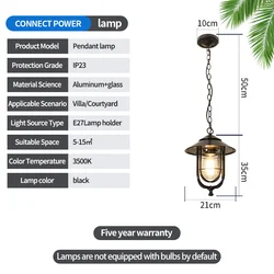 Outdoor retro Rustic Metal loft Vintage industrial Iron glass Antique waterproof LED Outdoor Chandelier  Pendant lamp
