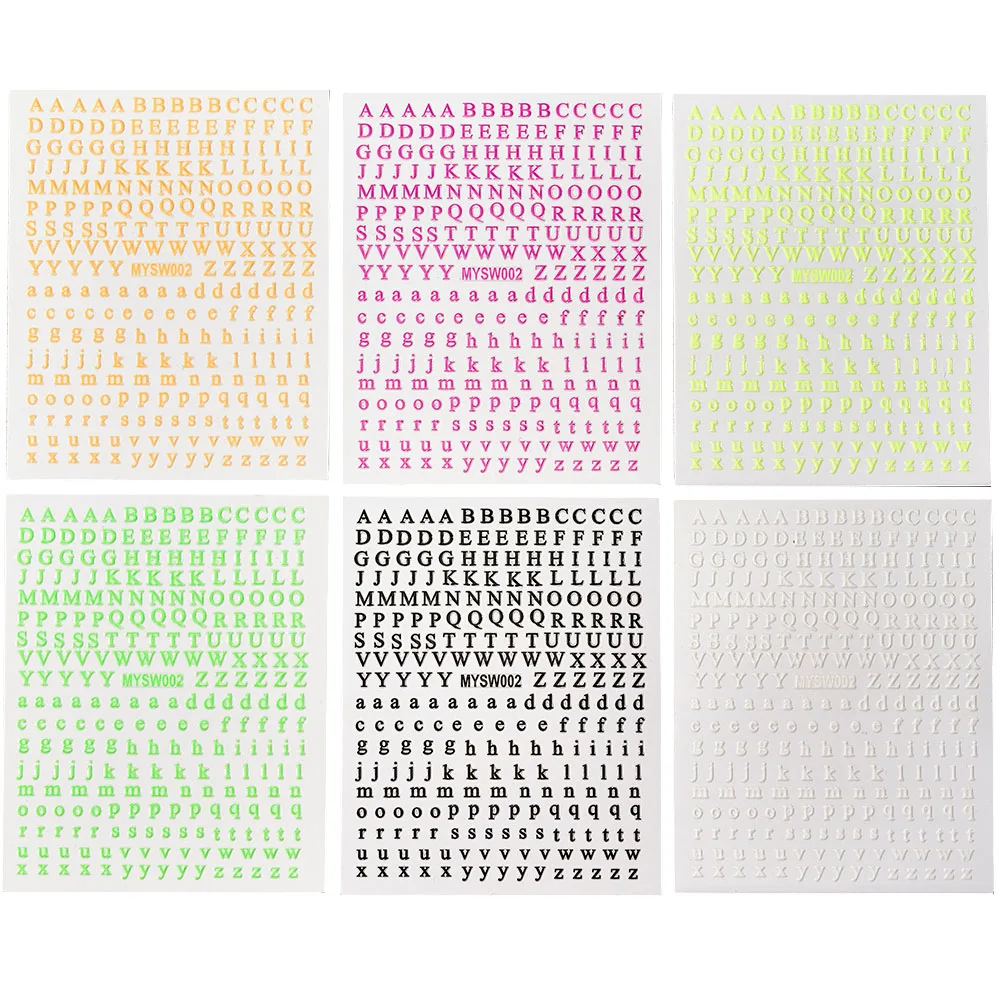 New Roman 26 English Alphabet Number 3D Self-adhesive Nail Art Decal Sticker Word Small Letter Nail Tattoos Decal Stickers