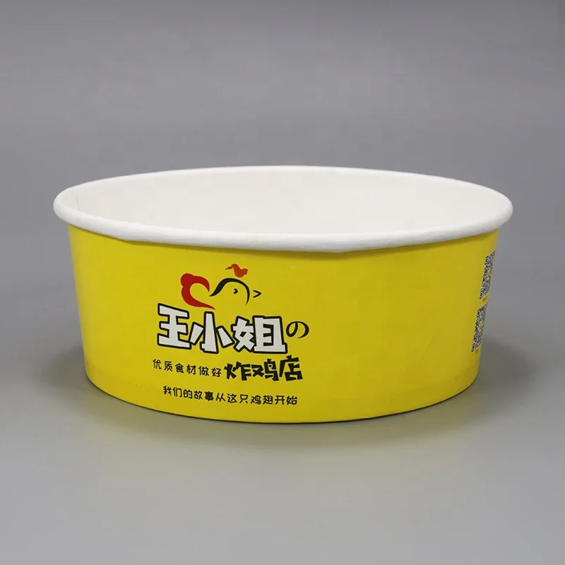 Wholesale round salad container disposable paper food packaging rice paper water bowl white paper bowl for sale