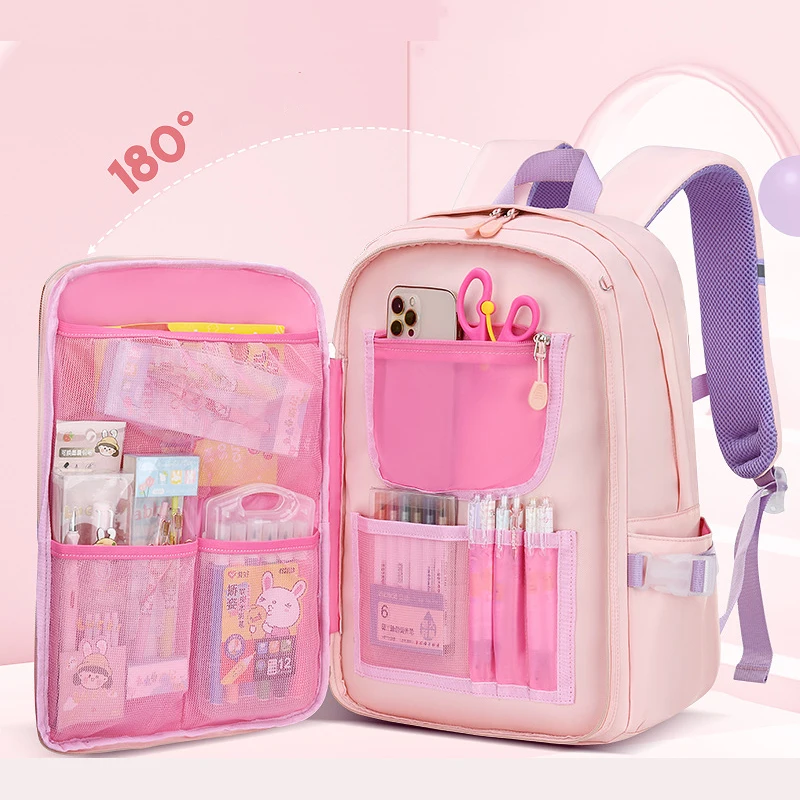 2022 Colorful Fashion Cute Kids Cartoon Bag Girls Decompression Waterproof Large Capacity School Backpack