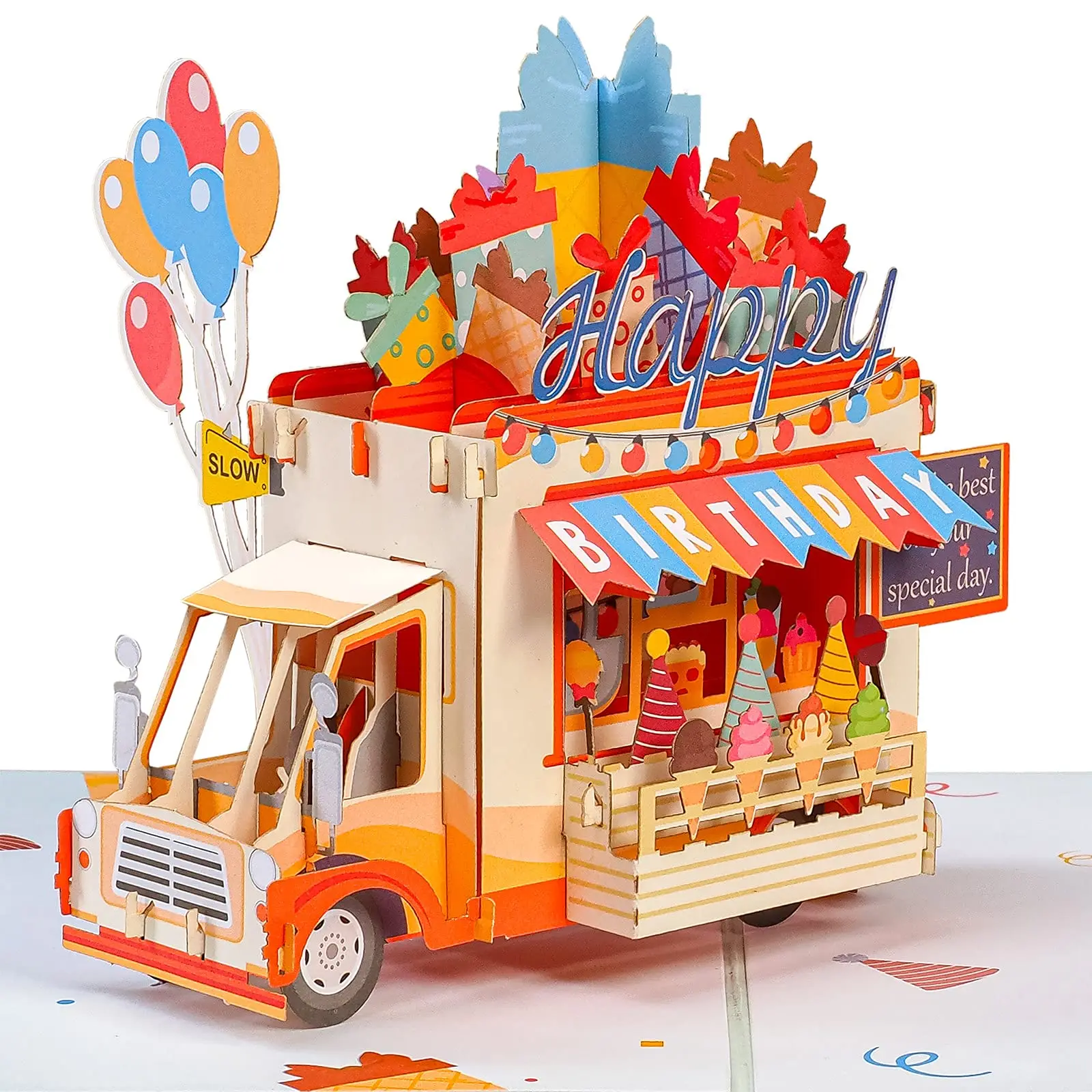 hotsale customized pop up greeting happy birthday Ice Cream 3d greeting cards