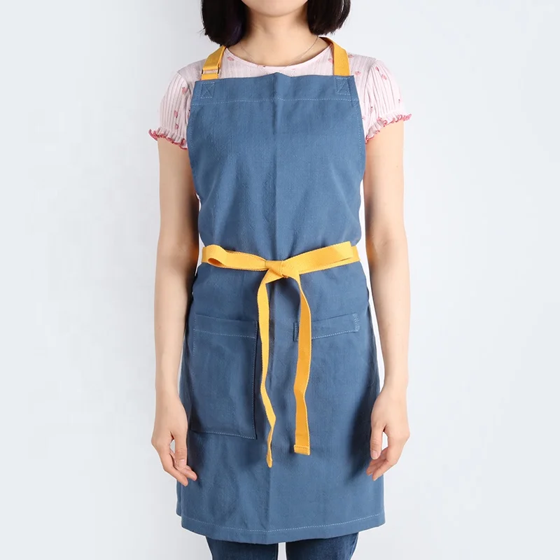 CHANGRONG Custom Washed soft Linen Cooking Aprons with Pocket