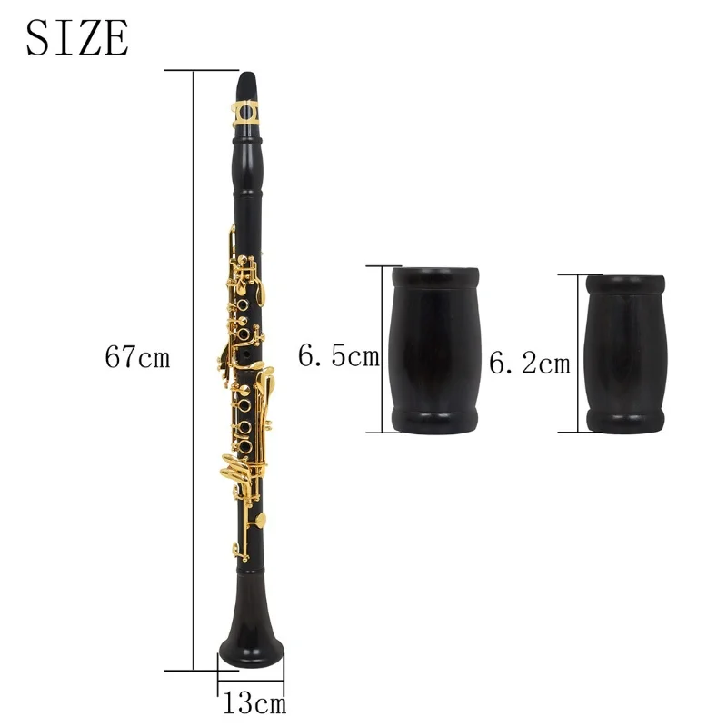 High-grade ebony clarinet Black gold key B-flat clarinet for adult beginners