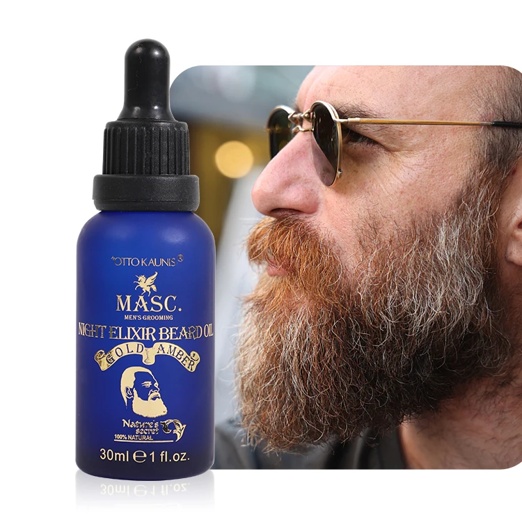 Wholesale Men Nourish Mustache Oil 30ml Castor Oil Night Beard Oil Private Label Smooth Silky Beard Kit  For Men Grooming Care