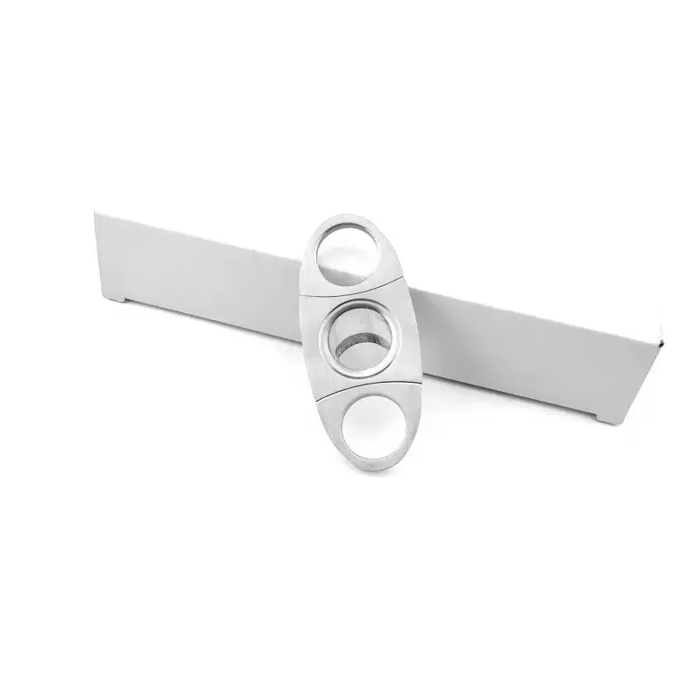 Wholesale Hot Sale Custom Logo Stainless Steel Elliptical Cigar Cutter Portable Large Caliber Double-edged Cigar Cutter Clip