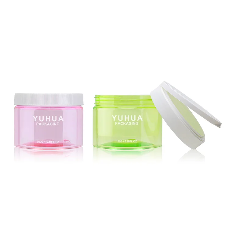 custom150g360g pink pet luxury cosmetic containers jar replaceable refillable empty cosmetic cream jar bottle