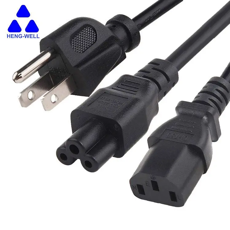 Hot sale USA  EU UK ROHS Certificate 3 Prong Computer IEC C13 Plug PC AC Supply Extension Cable EU UK US Power Cords
