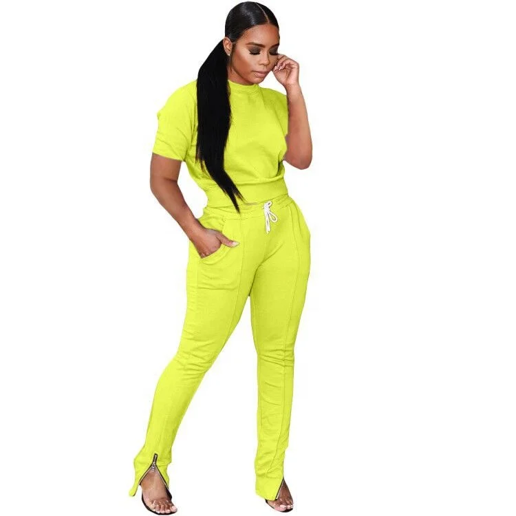 
Customized Logo 2020 Cheap Women Fitness Yoga Wear Sets Feet Zip Suits Blank Short Shirt Suits Wholesale Tracksuits 