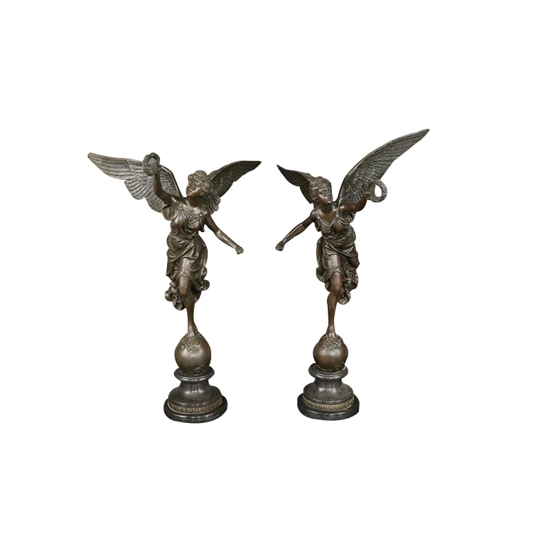 Modern garden decorative religious Custom life size bronze winged angel statue sculpture