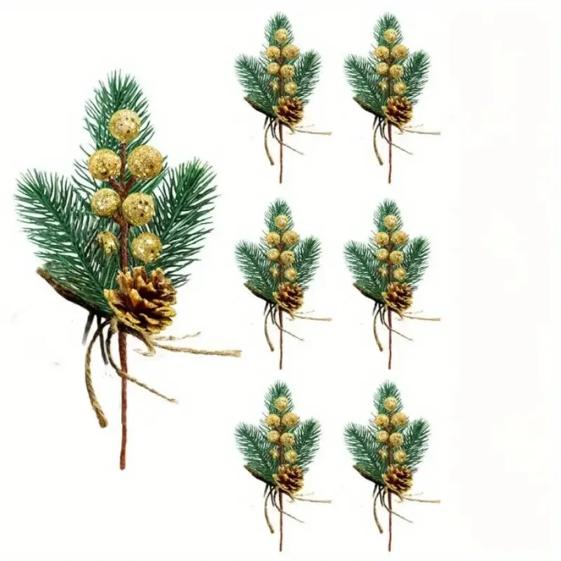 New Design Christmas berry pine needles decorated with snow rope red berry bouquet