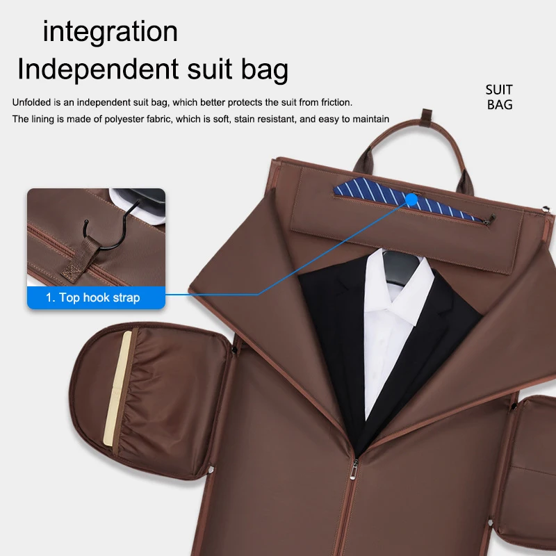 M2389 Wholesale Pu Leather Waterproof Business Travel Duffel Bags With Zipper Carry On Suitcase Folding Garment Suit Bag For Men