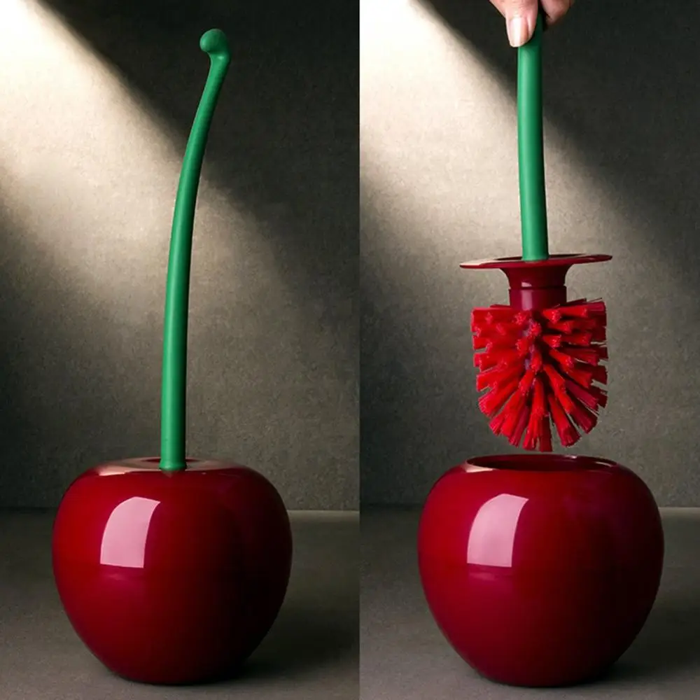 Hot Sale Creative Lovely Cherry Shape Lavatory Brush Toilet Brush & Holder Set Convenient Toilet WC Bathroom Accessories Set
