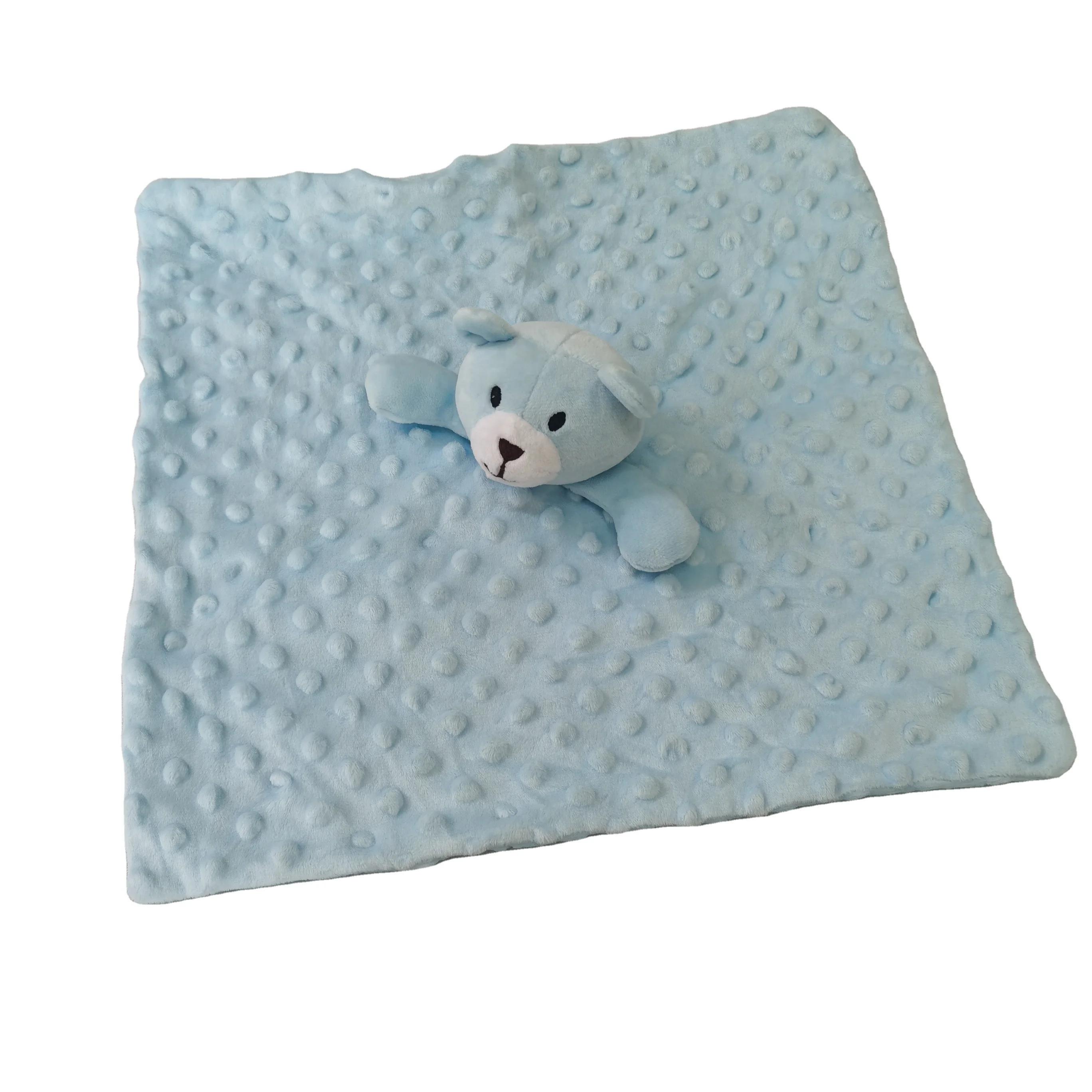 Customized Baby Security Blanket Soft Plush Stuffed Animal Head Towel Knitted Square Cartoon Pattern Hotel Use Cuddle Cloth