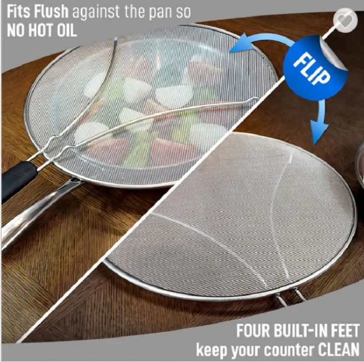 Frying Pan Hot Oil Splash  Protects Skin  Burns  Splatter Guard  Mesh Grease Grease Splatter Screen