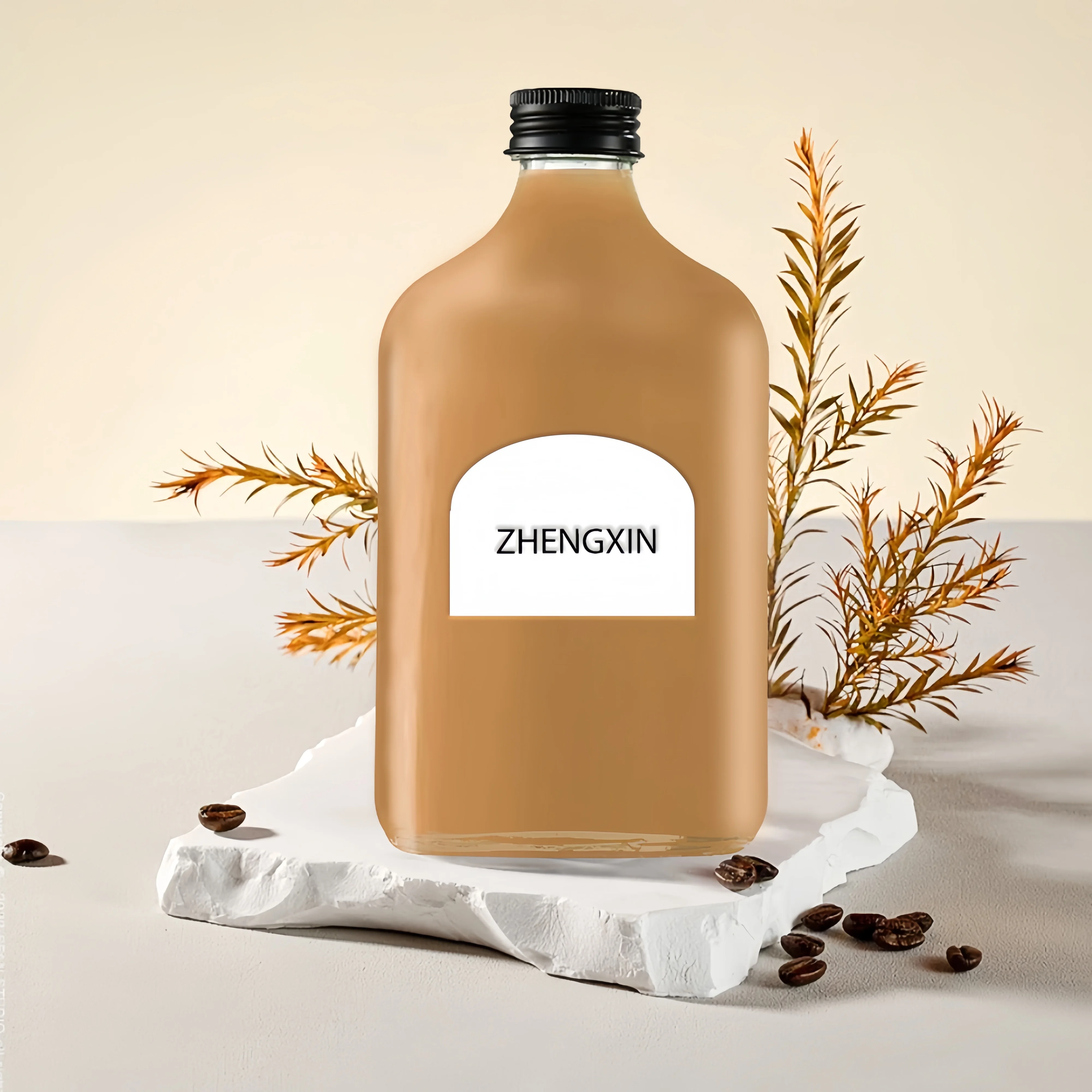 50ml 100ml 200ml 250ml 350ml 500ml Clear Flat Flask Beverage Packing Cold Brew Coffee Whisky Glass Bottles For Liquor Tea