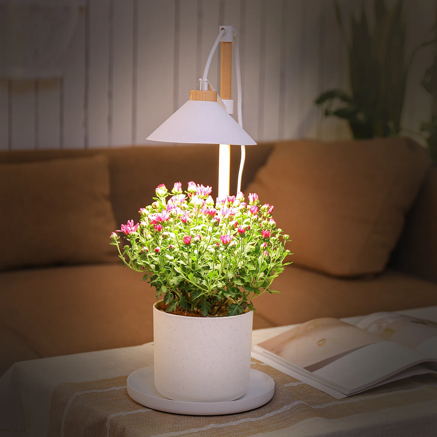 J&C LED indoor grow light full spectrum plant growing Lamp height Adjustable detachable with timer