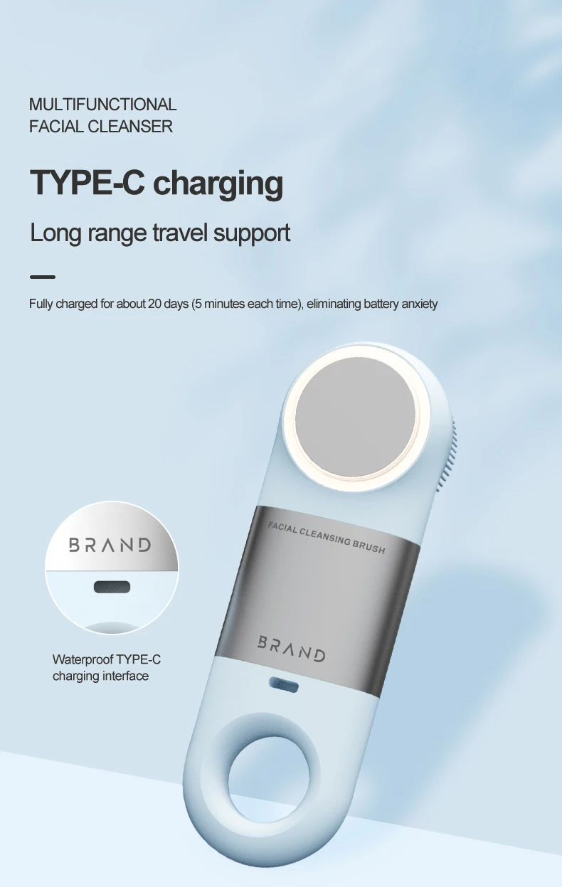 - Portable facial cleansing device Waterproof Facial Cleansing Sonic Massager Cleaner Brush Silicone Electric Face Brush