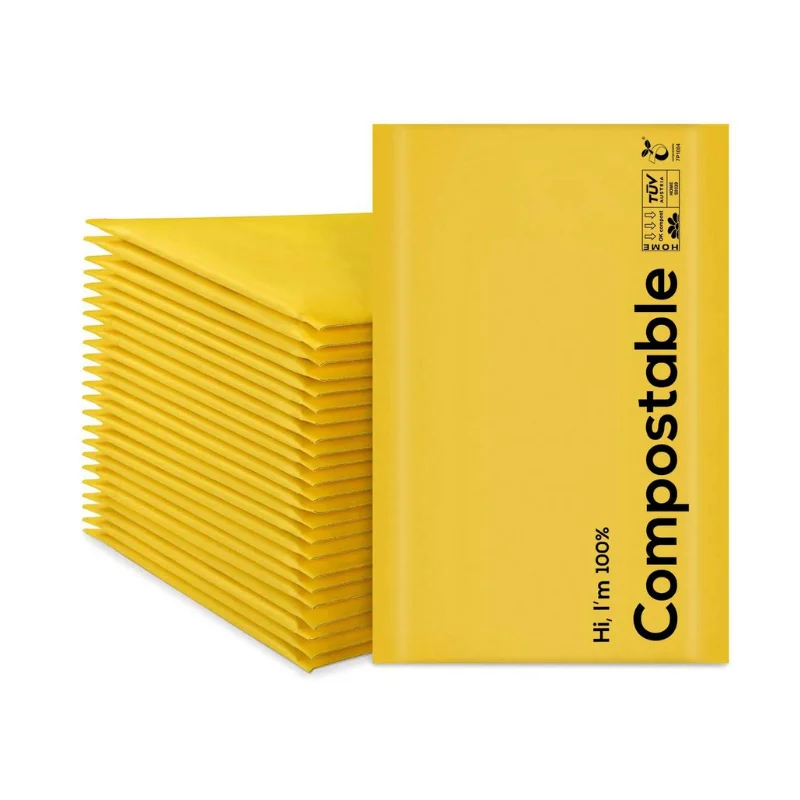 Горячая Распродажа, готовый к отправке 100% биоразлагаемый конверт из крафтовой бумаги, конверты, конверты из пузырчатой бумаги, пакеты для пересылки с биоразлагаемой подкладкой