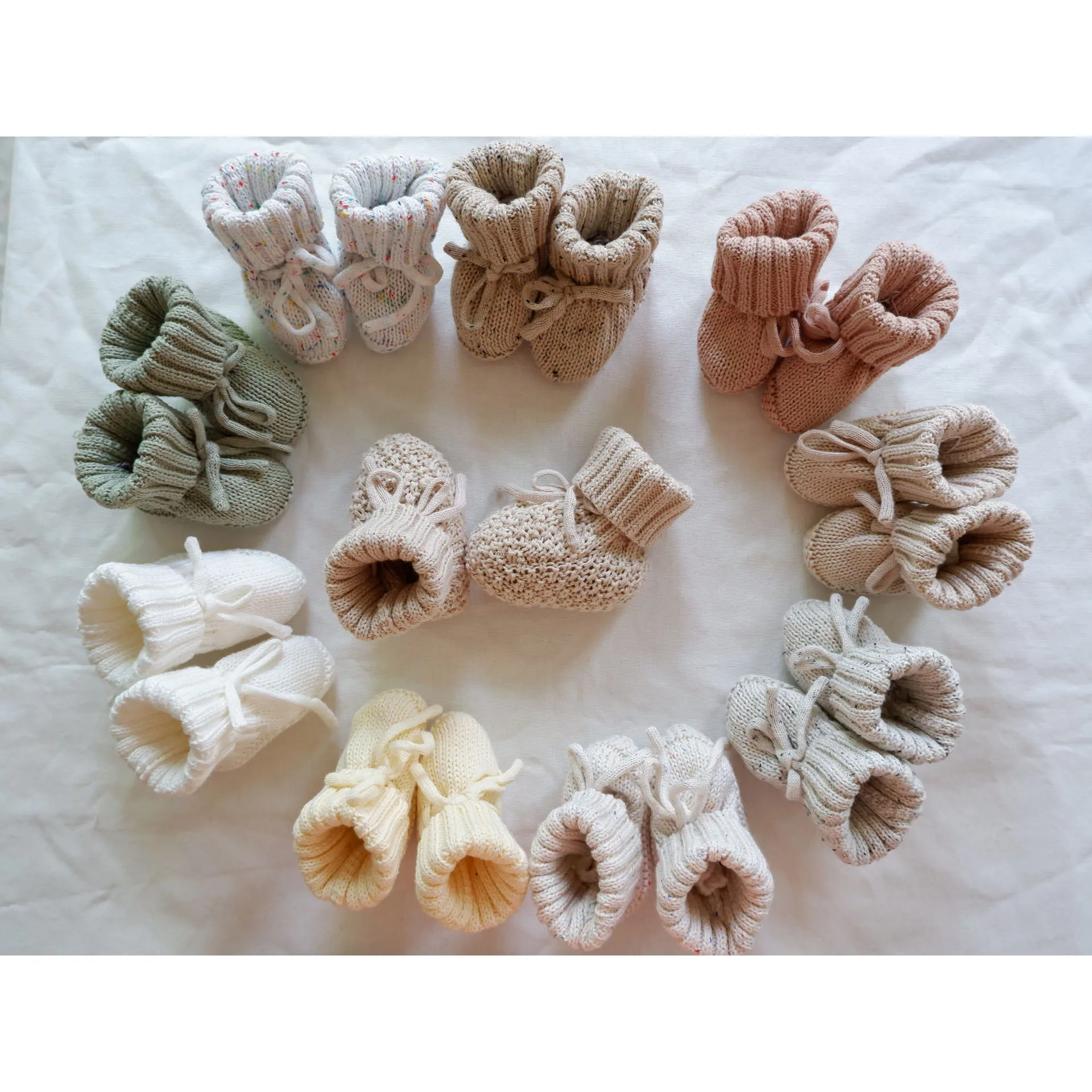 Autumn Winter Newborn Baby Unisex Handmade Crocheting Cotton Warm Chunky Merino Wool Knitted Booties Baby Socks