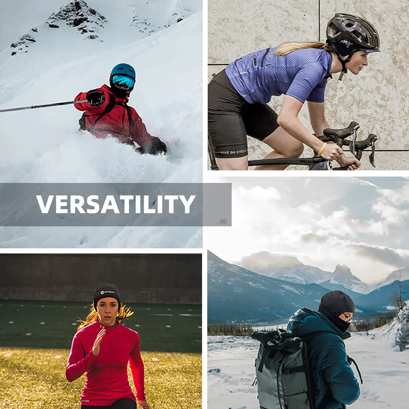 REYGEAK 2 Pack Skull Cap Helmet Liner and Balaclava Face Mask Ski Mask Winter Windproof Neck Warmer Cycling Skiing Hat Beanie