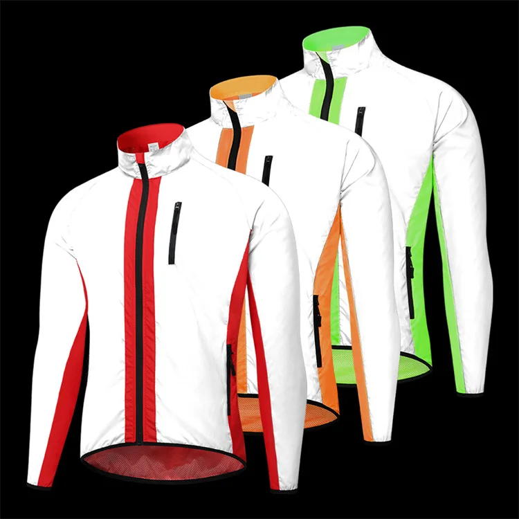 Cycling Windbreaker Reflective Jacket Windproof Bike Jacket Water Resistant Road Bicycle Long Jersey