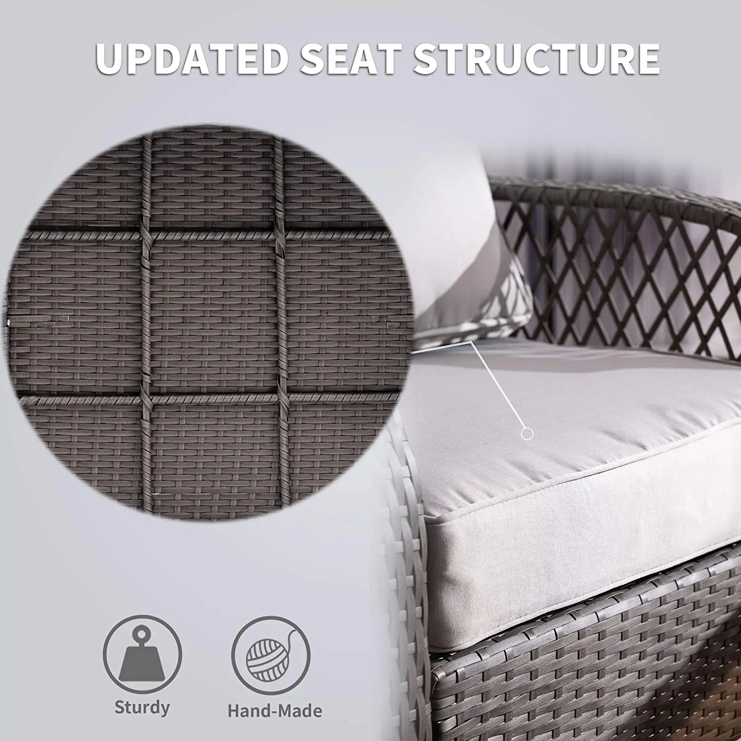 Outdoor Patio Wicker Furniture Set 4 Pieces Wicker Cushioned Set, Rattan Chair