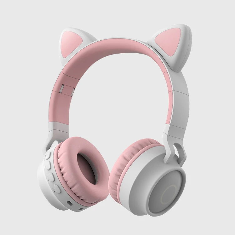 Led Light on for About 7 Hours Music Duration Wireless Gaming over Cat Ears Headphones Wireless