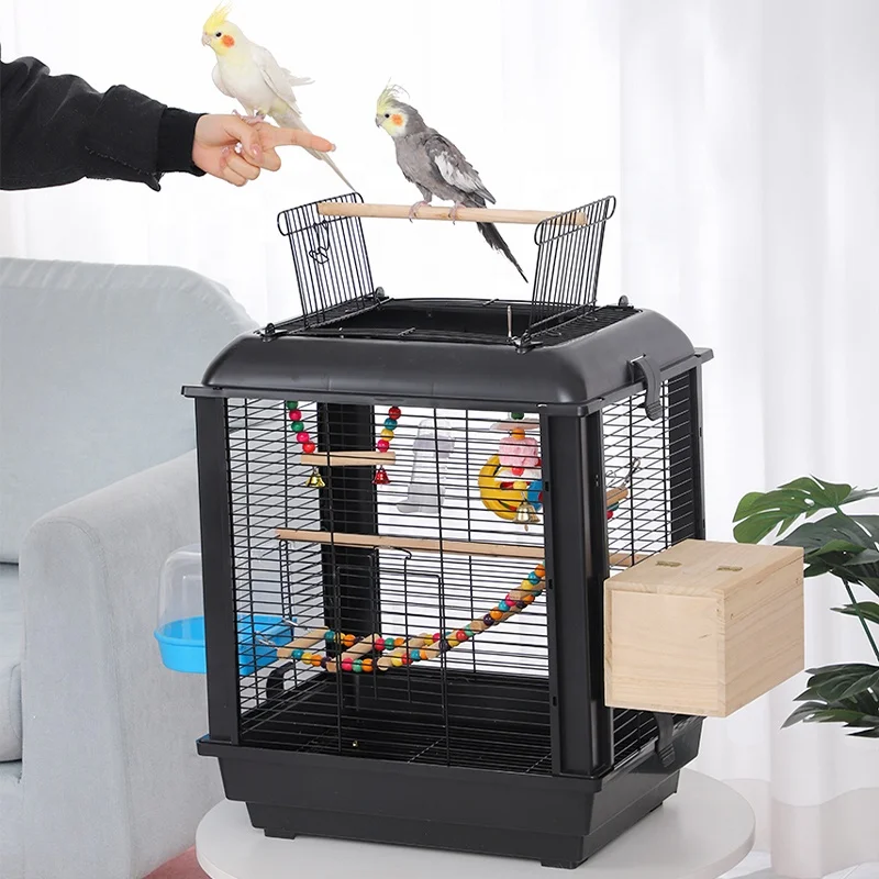 Fast Delivery Bulk In Stock Black Ventilate Cage Bird Bird Breeding Cage Set For Wholesale