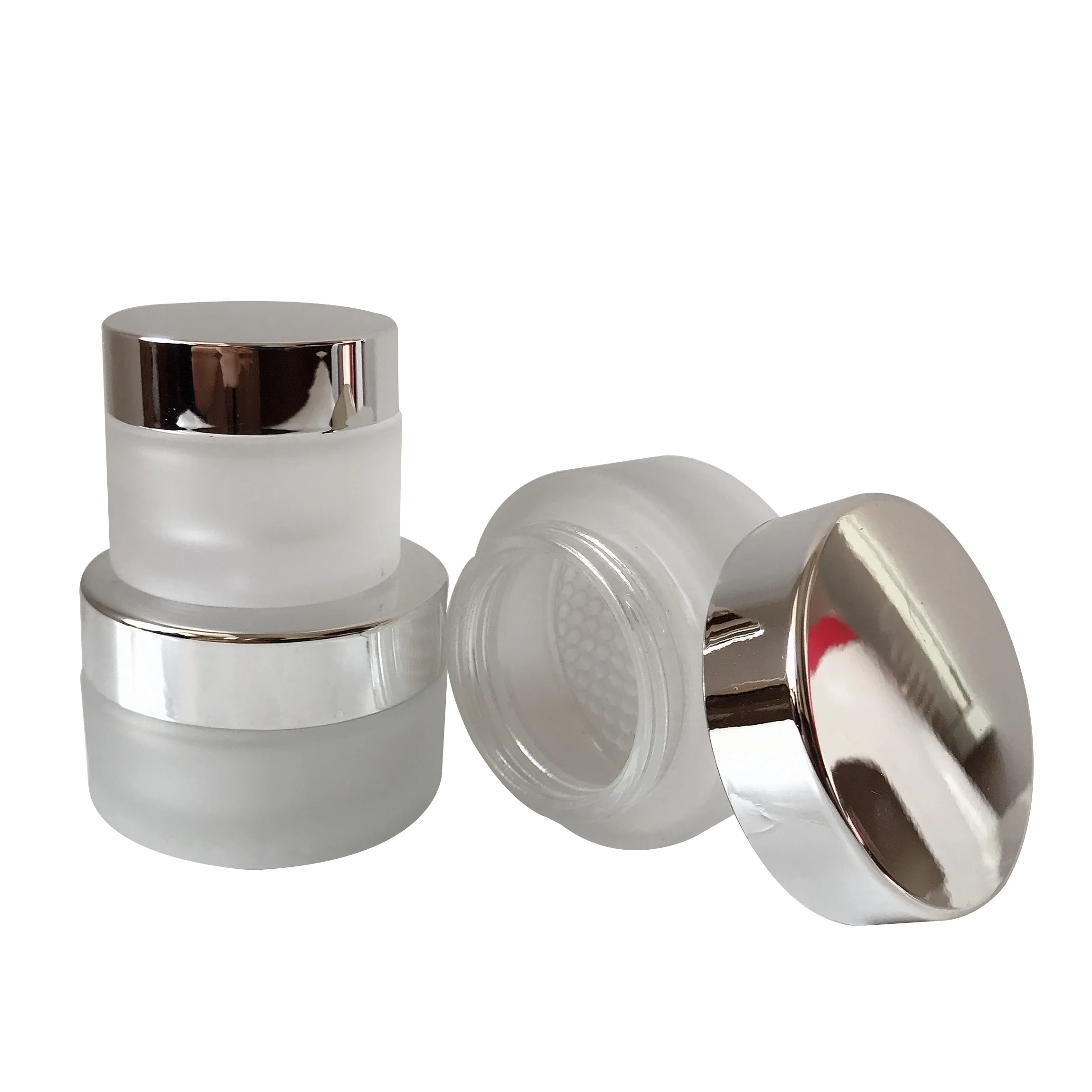 Factory Stock 15g/30g Frosted Clear Glass Cream Jar 50g Transparent Color Glass Jar Face Cream Hot Stamping Surface Handling