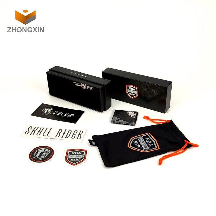 Factory Wholesale Luxury Customizable Logo Black Color Small Box Package For Glasses With Cloth