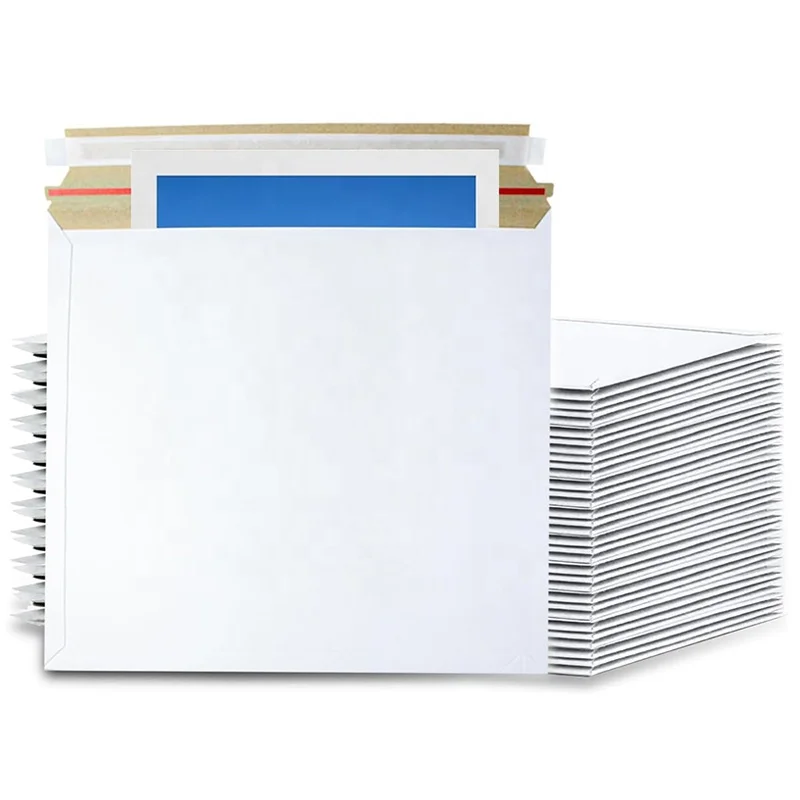 Rigid Mailers Stay Flat Photo Document Self Seal Cardboard Envelops Mailers White Paper Mailers for CD, Photo, Picture, Letter