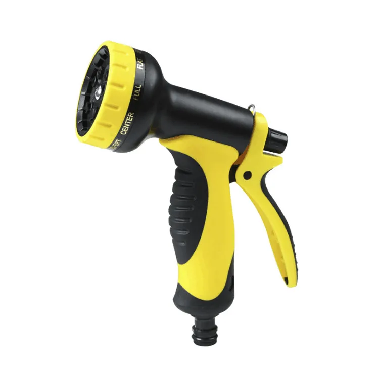 High Pressure Water Gun Yellow 10 Function ABS Glue Coated  Garden Water  10 Function Water Gun