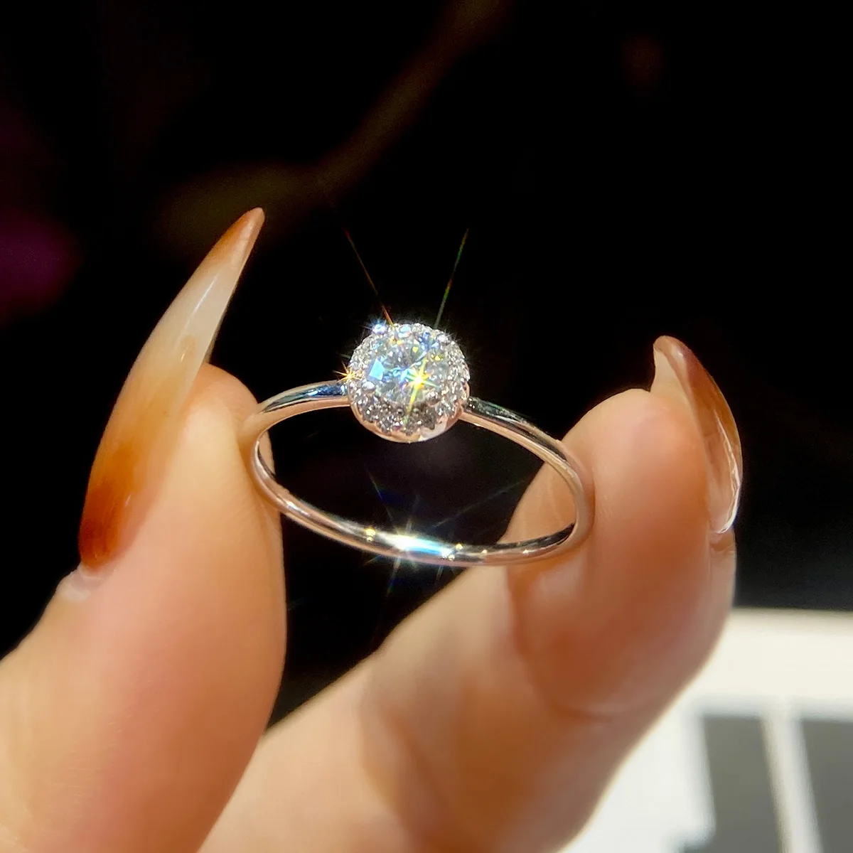 Anu jewel Gra certificate  0.3ct small round bag Moissanite Ring 925 Sterling Silver for Women Gift Wedding Fine Jewelry
