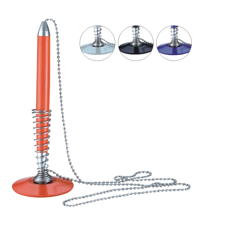 Plastic Table Pen Counter Pen Desk Pen with Metal Chain