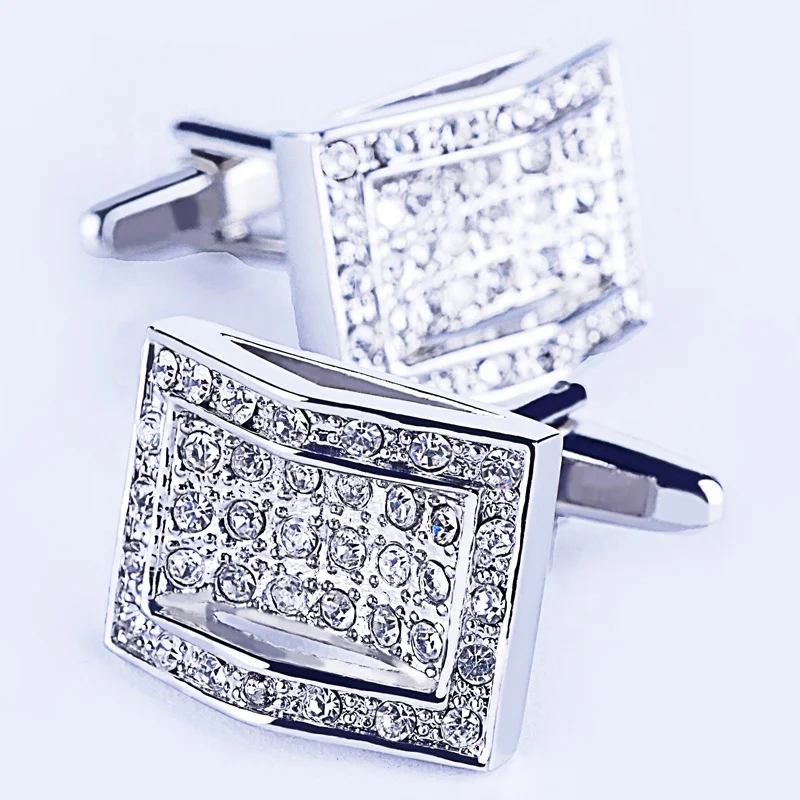 crystals cuff link cheap factory price semi-precious stone inlaid cufflink for men suits