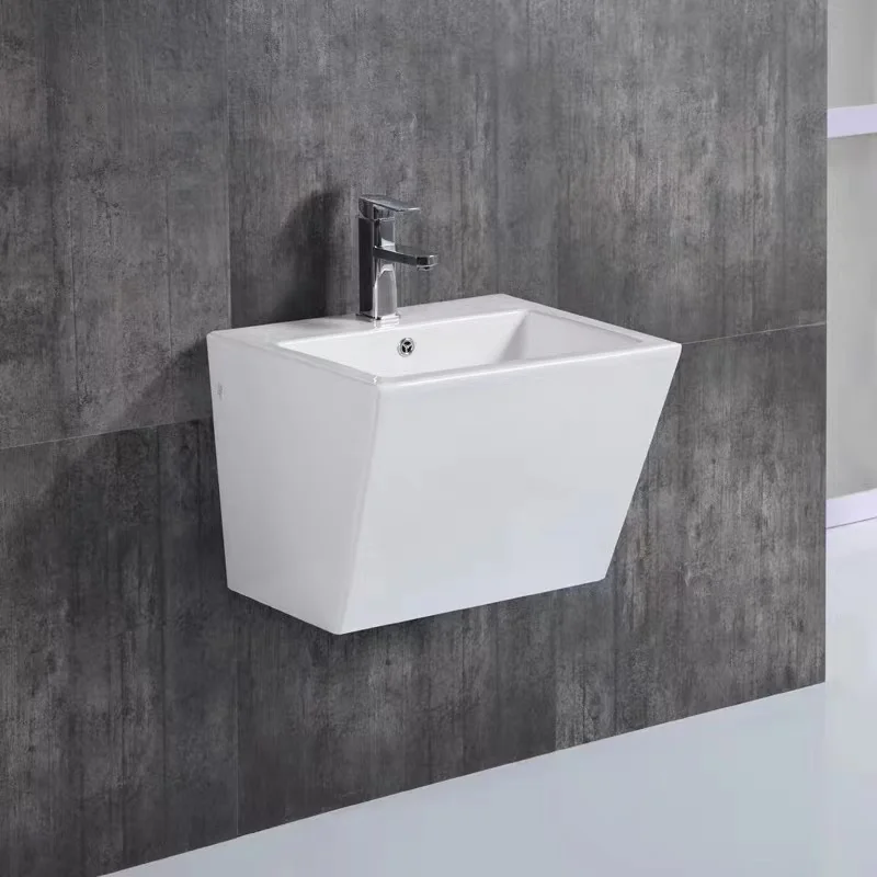 Good Quality Rectangular New Design Ceramic One Piece  Square basin Bathroom hanging Washbasin Bathroom Sinks