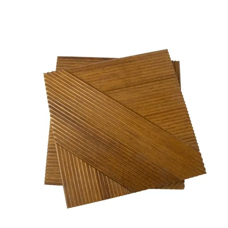 MUMU Small Fluting 3D Solid Wood Cover Cladding Building Board Wood Finish Decorative Wall Panel