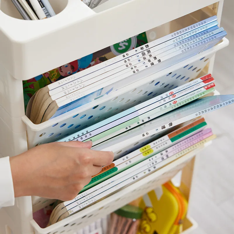 Movable Desk Storage Shelves Office Convenient Rack Holder With Wheels Study Large Capacity Book Rack