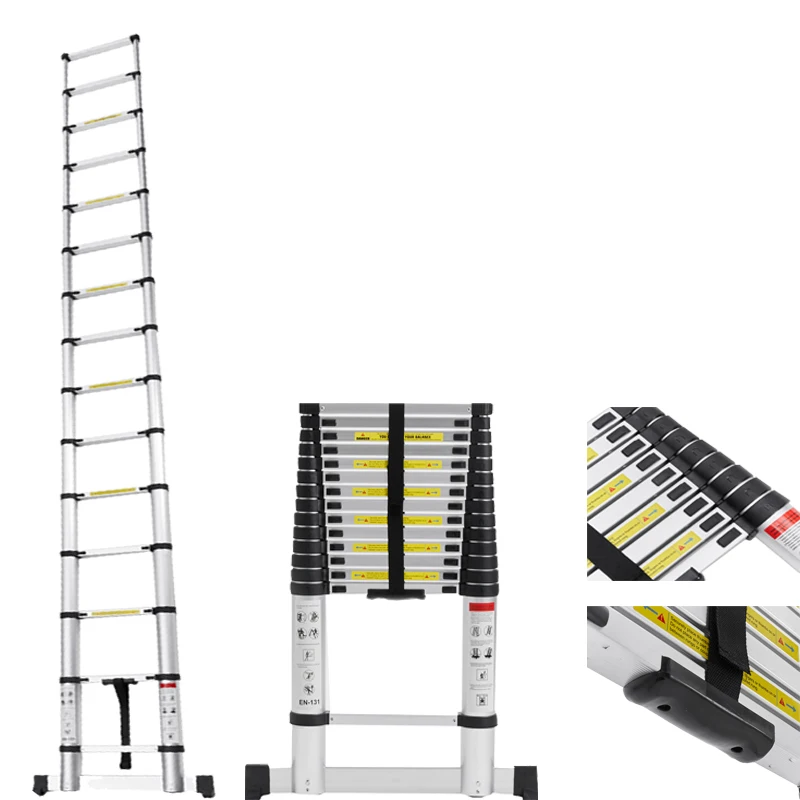Compact folding extension aluminum ladder one side lightweight anti-skip step stair for outdoor warehouse