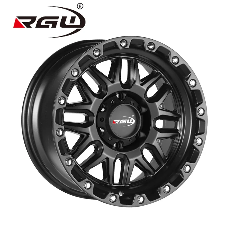 8122 Beadlock Mat Black 4*4 5 Hole 6 Lug 6*114.3 6*139.7 17 18 20 Inch Off Road Cars Alloy Wheel Manufacturers For Suv Sport Car