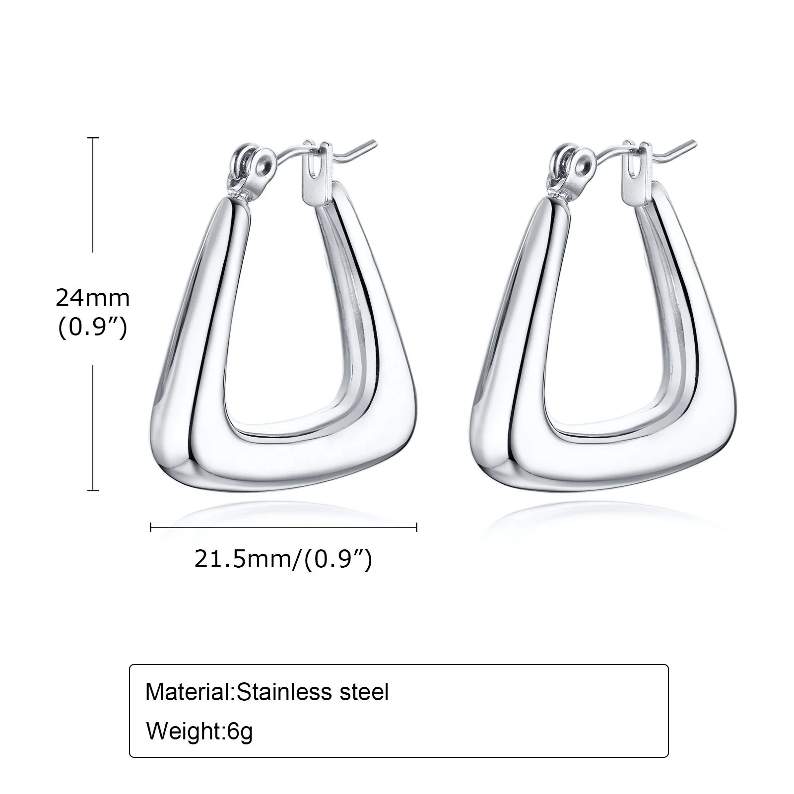 Stainless steel women fashion simple titanium steel earrings hollow U-shaped hoop earring steel color women
