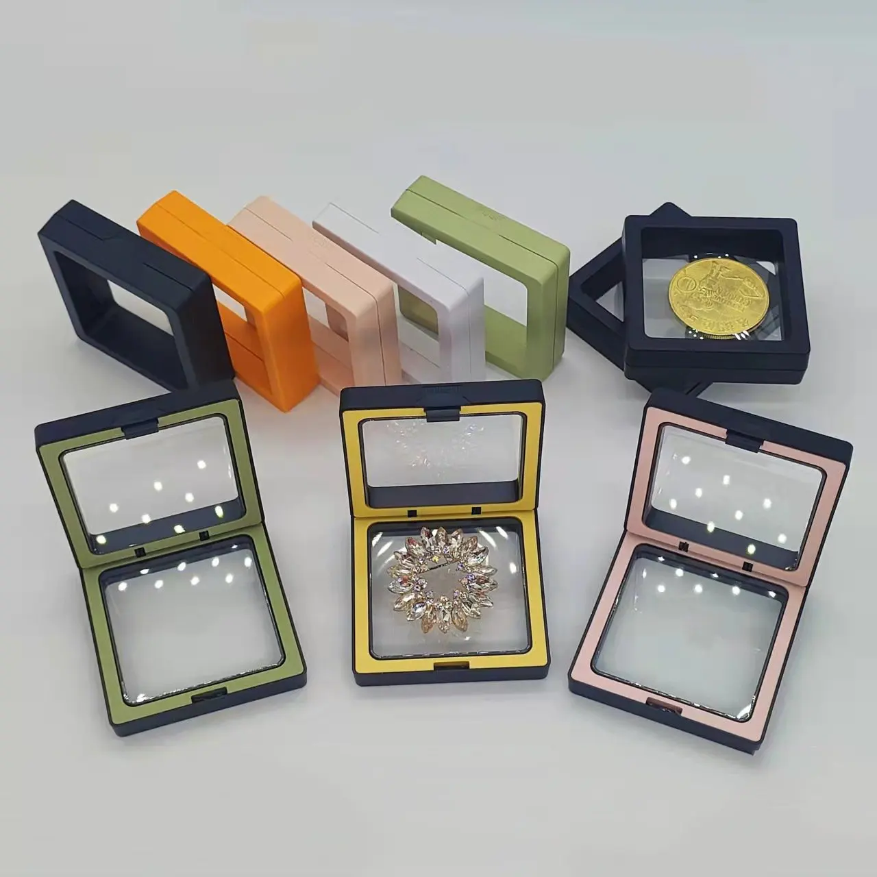 New Design Custom Logo Fashion Bracelet Necklace Ring Packaging Boxes 3D PE Film Two Colors Display Gift Jewelry Box