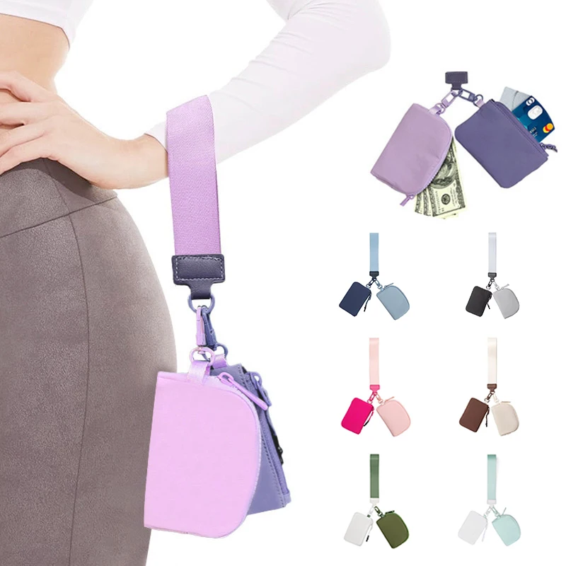 Роскошная Мода LuLu двойной запястье кошелек для монет сумка с индивидуальным логотипом лимона мешок брелок ключей браслет держатель карт бумажник