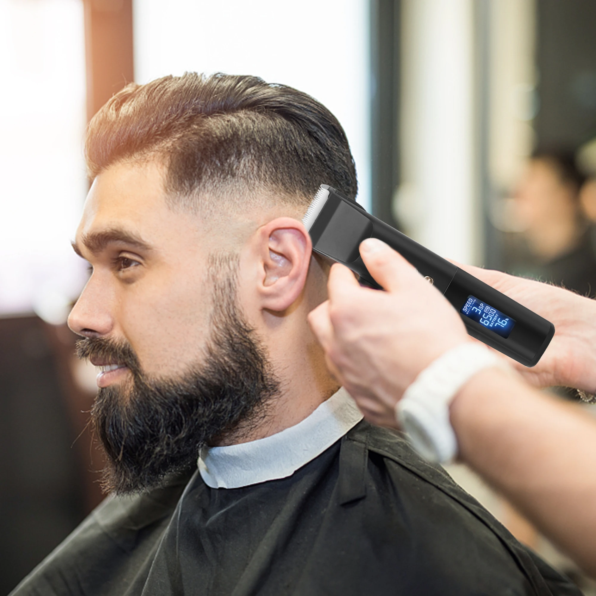 2021 New Model Professional Hair Clippers LCD Cordless Hair Trimmer for Men Hair Cutter Machine